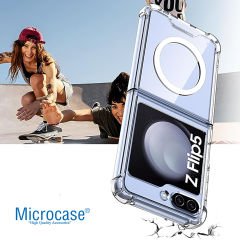 Microcase Samsung Galaxy Z Flip5 Magsafe Manyetik Darbeye Dayanıklı Yarı Esnek Plastik Kılıf - AL8113