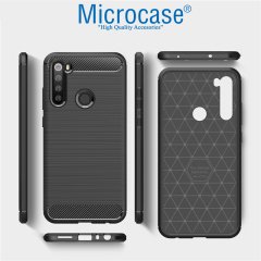 Microcase Xiaomi Redmi Note 8 Brushed Carbon Fiber Silikon Kılıf - Siyah