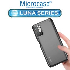 Microcase Xiaomi Redmi Note 10T 5G Luna Serisi Köşe Korumalı Sert Rubber Kılıf - Siyah