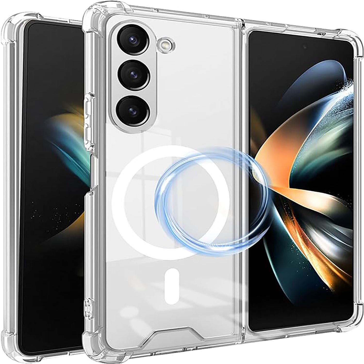 Microcase Samsung Galaxy Z Fold5 Magsafe Manyetik Darbeye Dayanıklı Yarı Esnek Plastik TPU Kılıf - AL8113