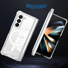 Microcase Samsung Galaxy Z Fold5 Magsafe Manyetik Darbeye Dayanıklı Yarı Esnek Plastik TPU Kılıf - AL8113