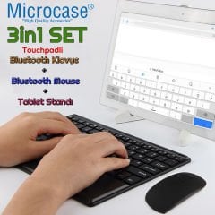 Microcase Honor Pad X8 10.1 inch Tablet için Touchpad Bluetooth Klavye 24 cm (TR Sticker) + Bluetooth Mouse + Stand - AL2766