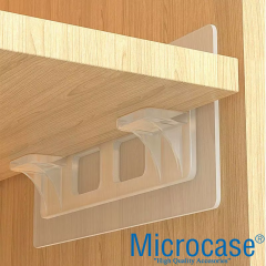 Microcase Güçlü Plastik Yapışkanlı Şeffaf Banyo Mutfak Dolap Raf Tutacağı Destek Aparatı  2 Adet AL5034