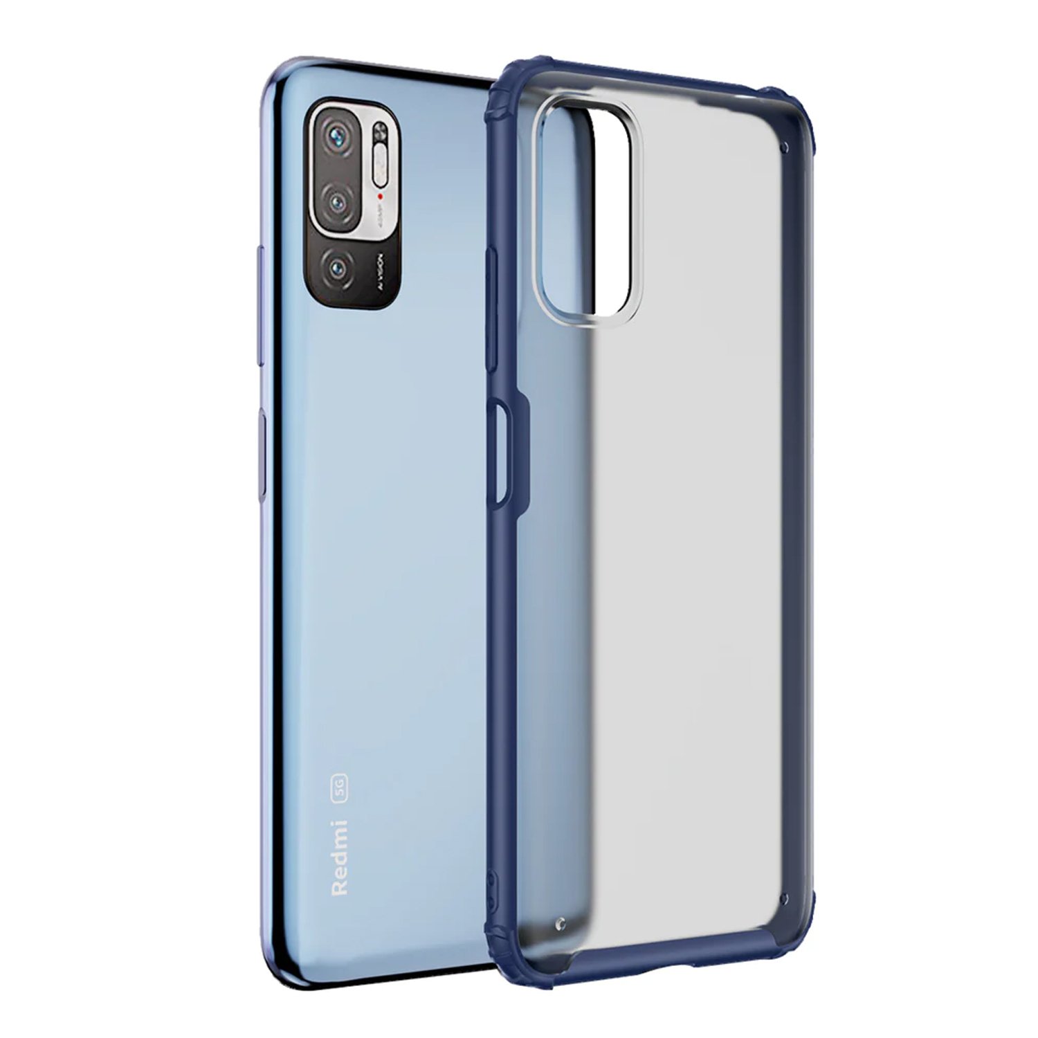Microcase Xiaomi Redmi Note 10T 5G Luna Serisi Köşe Korumalı Sert Rubber Kılıf - Mavi