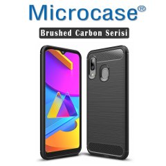 Microcase Samsung Galaxy M10s Brushed Carbon Fiber Silikon Kılıf - Siyah