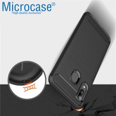 Microcase Samsung Galaxy M10s Brushed Carbon Fiber Silikon Kılıf - Siyah