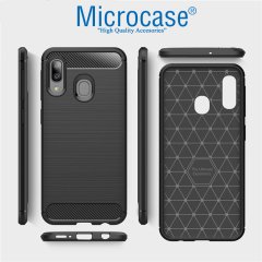 Microcase Samsung Galaxy M10s Brushed Carbon Fiber Silikon Kılıf - Siyah