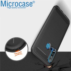Microcase Huawei P20 Lite 2019 Brushed Carbon Fiber Silikon Kılıf - Siyah