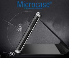 Microcase Oppo Find X2 Aynalı Kapak Clear View Flip Cover Mirror Kılıf - Siyah