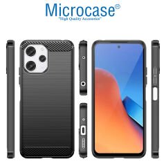 Microcase Xiaomi Redmi Note 12R 6.79 inch Brushed Carbon Fiber Silikon Kılıf - Siyah AL3332