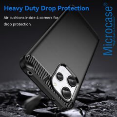 Microcase Xiaomi Redmi Note 12R 6.79 inch Brushed Carbon Fiber Silikon Kılıf - Siyah AL3332