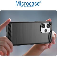 Microcase Xiaomi Redmi Note 12R 6.79 inch Brushed Carbon Fiber Silikon Kılıf - Siyah AL3332