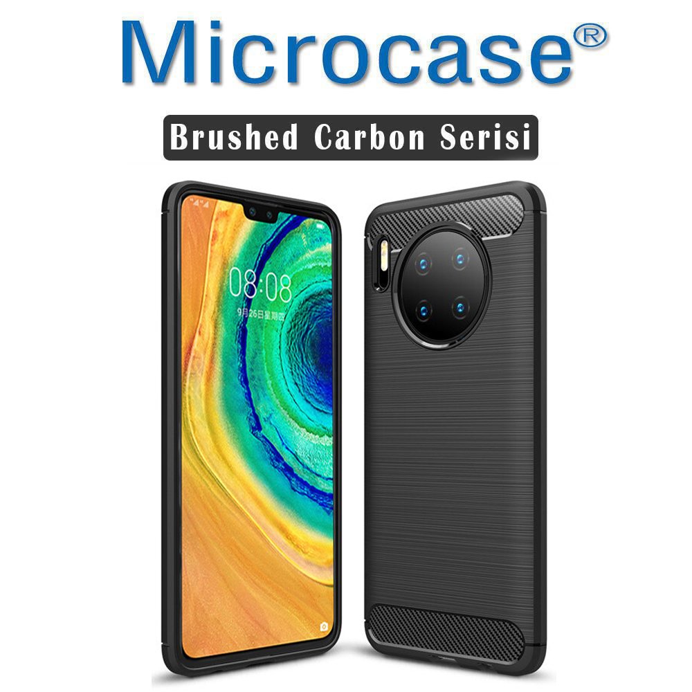 Microcase Huawei Mate 30 Brushed Carbon Fiber Silikon Kılıf - Siyah