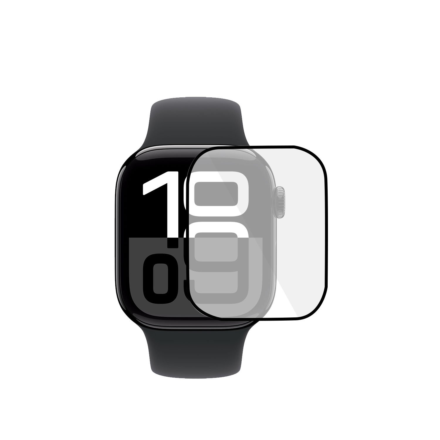 Microcase Apple Watch Series 10 42mm Tam Kaplayan Kavisli Ekran Koruyucu 3D Pet Film - Siyah AL3385