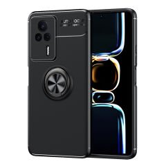Microcase Xiaomi Redmi K60e Focus Serisi Yüzük Standlı Silikon Kılıf - Siyah AL3363