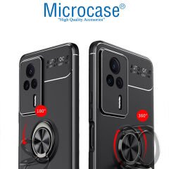 Microcase Xiaomi Redmi K60e Focus Serisi Yüzük Standlı Silikon Kılıf - Siyah AL3363