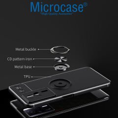 Microcase Xiaomi Redmi K60e Focus Serisi Yüzük Standlı Silikon Kılıf - Siyah AL3363