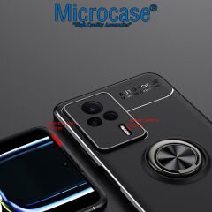 Microcase Xiaomi Redmi K60e Focus Serisi Yüzük Standlı Silikon Kılıf - Siyah AL3363