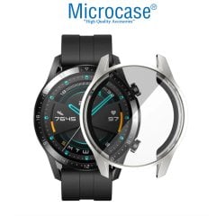Microcase Huawei Watch GT2 46 mm Önü Kapalı Tasarım Silikon Kılıf - Gümüş