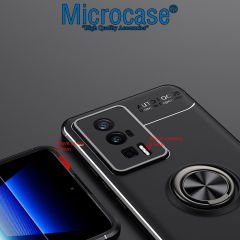 Microcase Xiaomi Redmi K60e Focus Serisi Yüzük Standlı Silikon Kılıf - Siyah AL3363