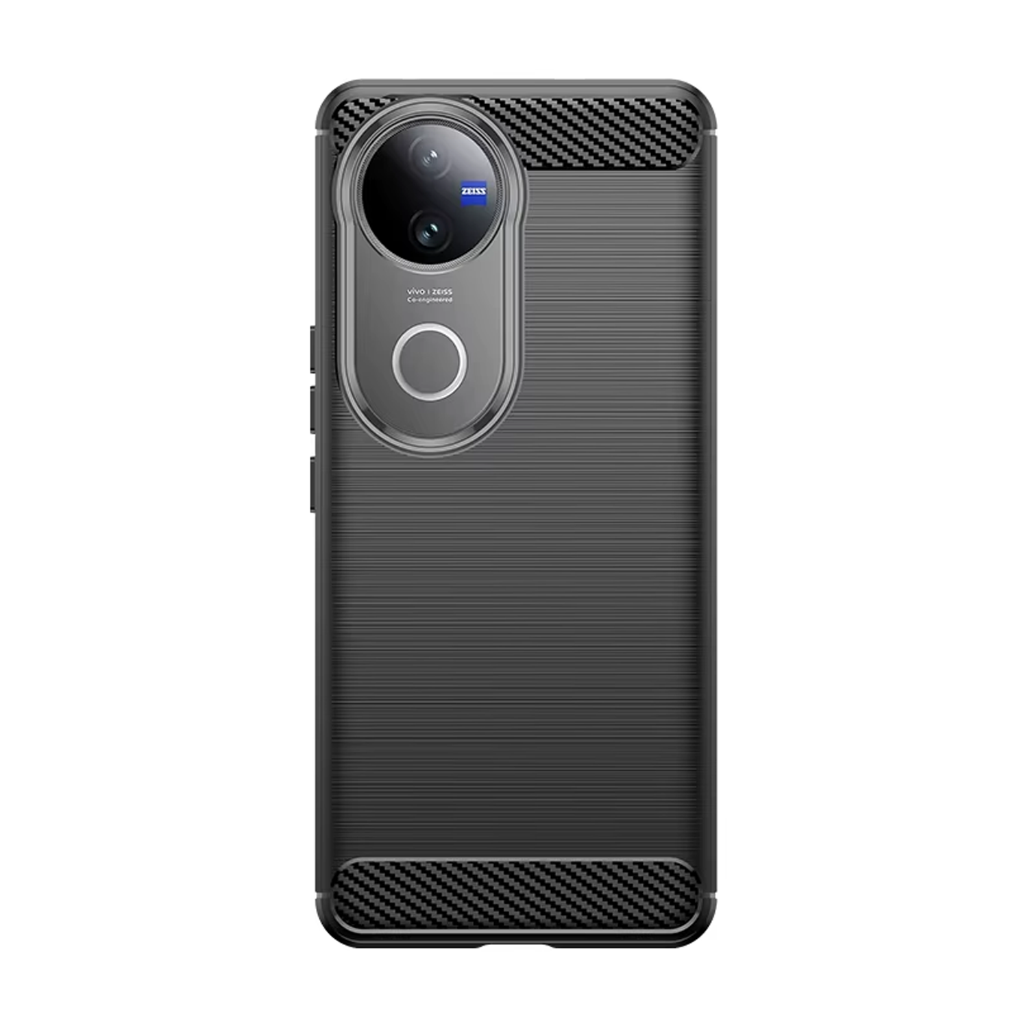 Microcase Vivo V50 5G ile Uyumlu Brushed Carbon Fiber Silikon Kılıf - Siyah AL3332