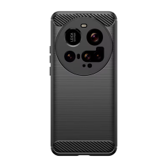 Microcase Xiaomi 15 Ultra ile Uyumlu Brushed Carbon Fiber Silikon Kılıf - Siyah AL3332