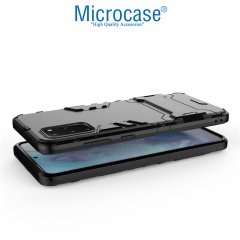 Microcase Samsung Galaxy S20 Plus Alfa Serisi Armor Standlı Perfect Koruma Kılıf - Siyah