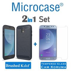 Microcase Samsung J5 Pro Brushed Silikon Kılıf + Ekran Koruma