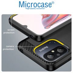 Microcase Xiaomi Redmi 12C / 11A / Poco C55 Brushed Carbon Fiber Silikon Kılıf - Siyah AL3332