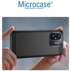 Microcase Xiaomi Redmi 12C / 11A / Poco C55 Brushed Carbon Fiber Silikon Kılıf - Siyah AL3332