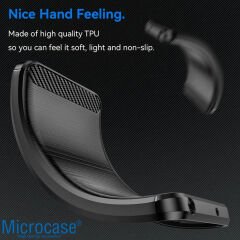 Microcase Xiaomi Redmi 12C / 11A / Poco C55 Brushed Carbon Fiber Silikon Kılıf - Siyah AL3332