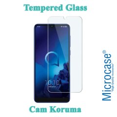 Microcase Alcatel 3 2019 Premium Matte Silikon Kılıf + Tempered Glass Cam Koruma