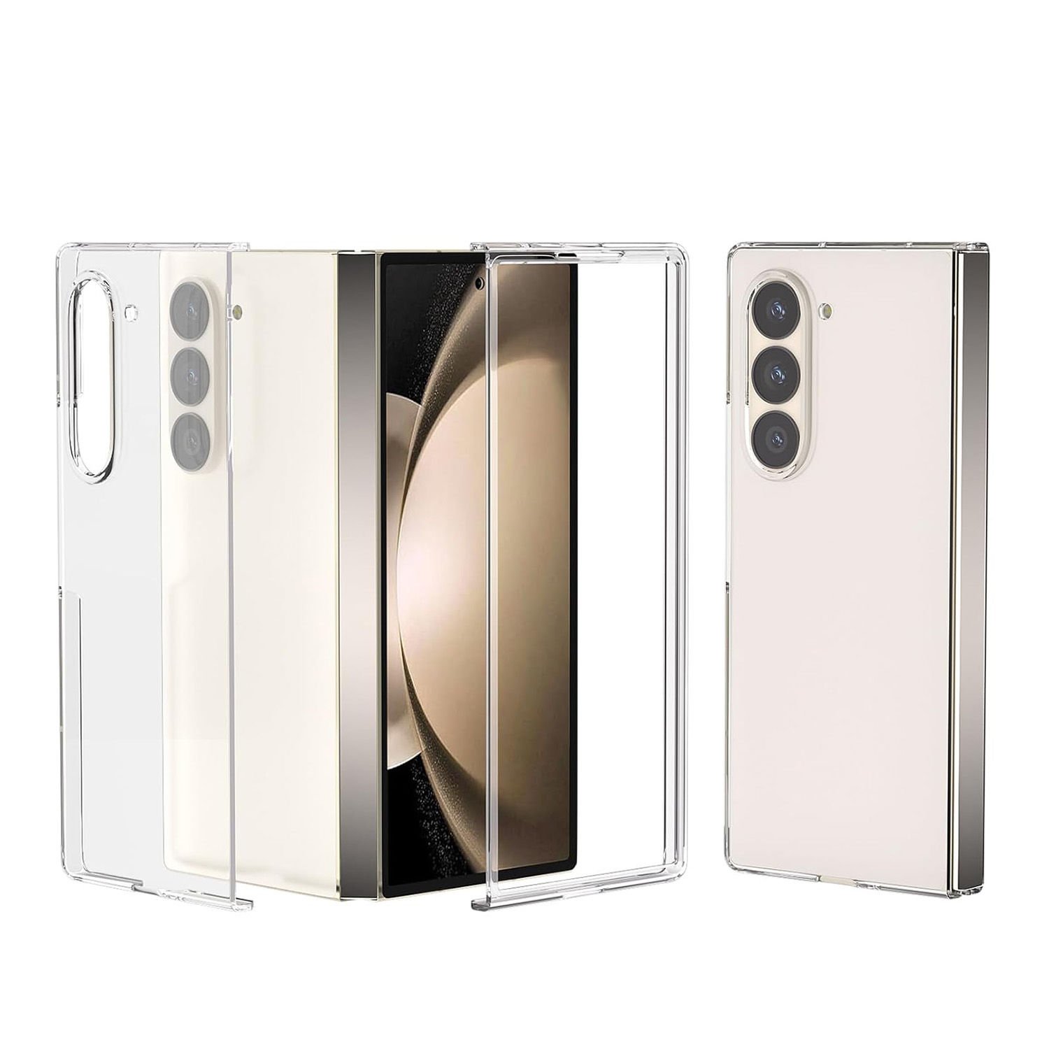 Microcase Samsung Galaxy Z Fold 6  Için Sert Kristal Kapaklı Kılıf Şeffaf- AL3157