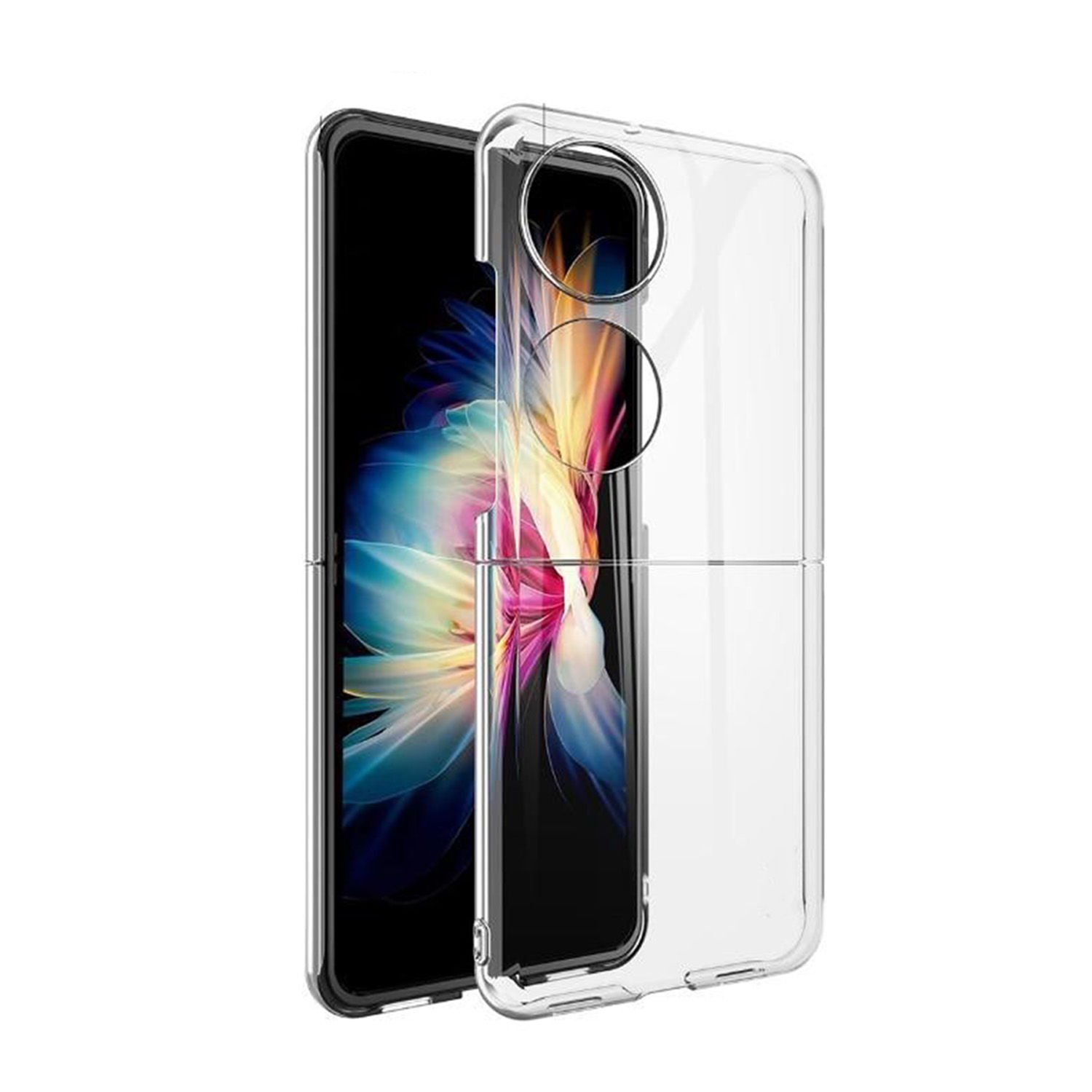 Microcase Huawei Pocket 2   Için Sert Kristal Kapaklı Kılıf Şeffaf- AL3157