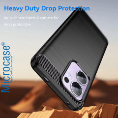 Microcase Oppo Reno 13F 5G ile Uyumlu Brushed Carbon Fiber Silikon Kılıf - Siyah AL3332