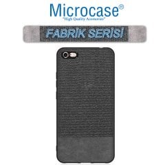 Microcase iPhone 6 - iPhone 6s Fabrik Serisi Kumaş ve Deri Desen Kılıf - Siyah