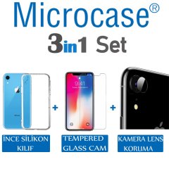 iPhone XR İnce Silikon Kılıf + CAM + Kamera Lens Koruyucu