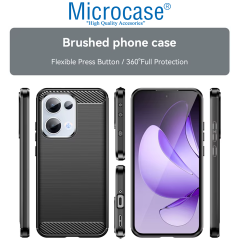 Microcase Oppo Reno 13 Pro 5G ile Uyumlu Brushed Carbon Fiber Silikon Kılıf - Siyah AL3332