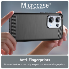 Microcase Oppo Reno 13 Pro 5G ile Uyumlu Brushed Carbon Fiber Silikon Kılıf - Siyah AL3332