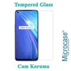 Microcase Realme 6 Brushed Carbon Fiber Silikon Kılıf - Siyah + Tempered Glass Cam Koruma