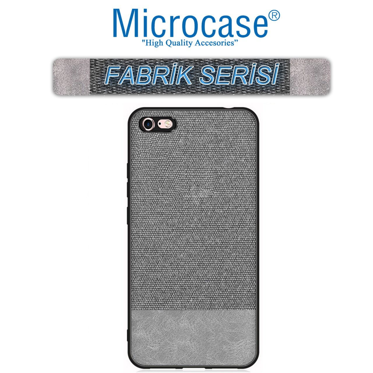 Microcase iPhone 6 - iPhone 6s Fabrik Serisi Kumaş ve Deri Desen Kılıf - Gri