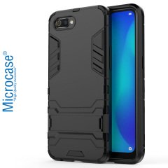 Microcase Realme C2 Alfa Serisi Armor Standlı Perfect Koruma Kılıf - Siyah