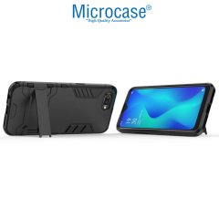 Microcase Realme C2 Alfa Serisi Armor Standlı Perfect Koruma Kılıf - Siyah