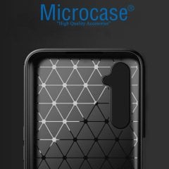 Microcase Realme 6 Brushed Carbon Fiber Silikon Kılıf - Siyah