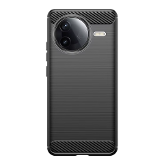 Microcase Xiaomi Poco F7 Ultra/K80 Pro ile Uyumlu Brushed Carbon Fiber Silikon Kılıf - Siyah AL3332