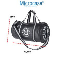 Microcase Unisex Suni Deri El Tutacaklı ve Omuz Askılıklı 2 Gözlü Geniş Hacimli Seyahat Fitness ve Spor Çantası Siyah AL4348