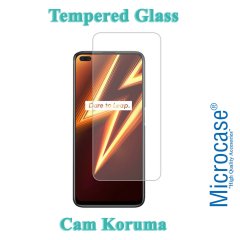 Microcase Realme 6 Pro Brushed Carbon Fiber Silikon Kılıf - Siyah + Tempered Glass Cam Koruma