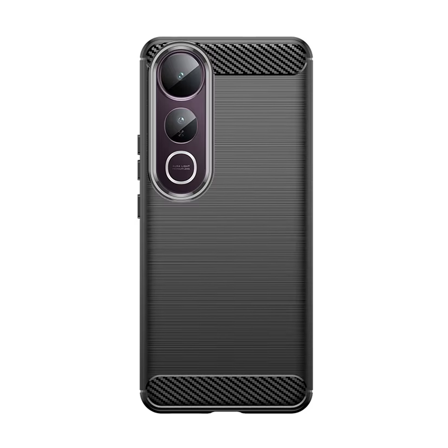 Microcase Vivo V50 Lite ile Uyumlu Brushed Carbon Fiber Silikon Kılıf - Siyah AL3332