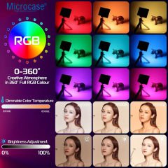 Microcase Şarjlı Çok Fonksiyonlu Ayarlanabilir RGB Ürün Çekim Işığı Softbox Fotoğraf Stüdyo Aydınlatması Cep Ledi AL4965