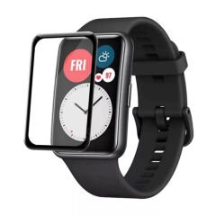 Microcase Huawei Watch Fit SE Tam Kaplayan Kavisli Ekran Koruyucu 3D Pet Film - Siyah AL3385